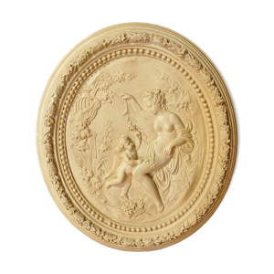 Médaillon Ovale En Plâtre Vernissé