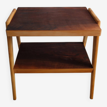 Table basse en bois 2 niveaux années 50-60