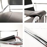 Wassily Style Lounge Chair Chrome Black Faux Leather Breuer Bauhaus Design