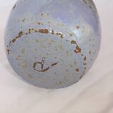 Vase boule céramique signée bleu Accolay ou autre 16 cm
