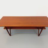Large vintage Scandinavian double-topped teak coffee table by Kurt Østervig from the 1950s