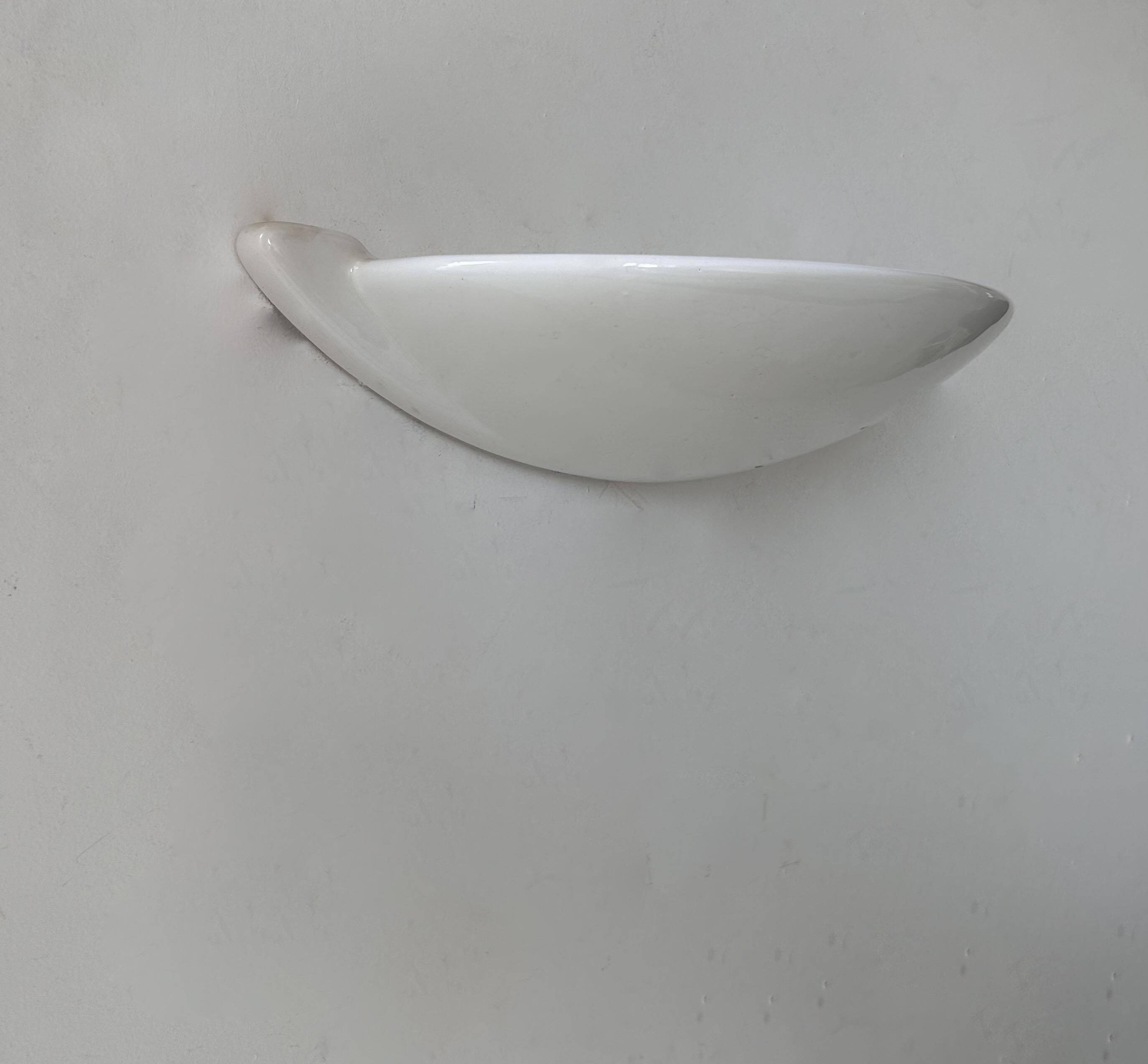 Vintage wall light, white porcelain, France 1960
