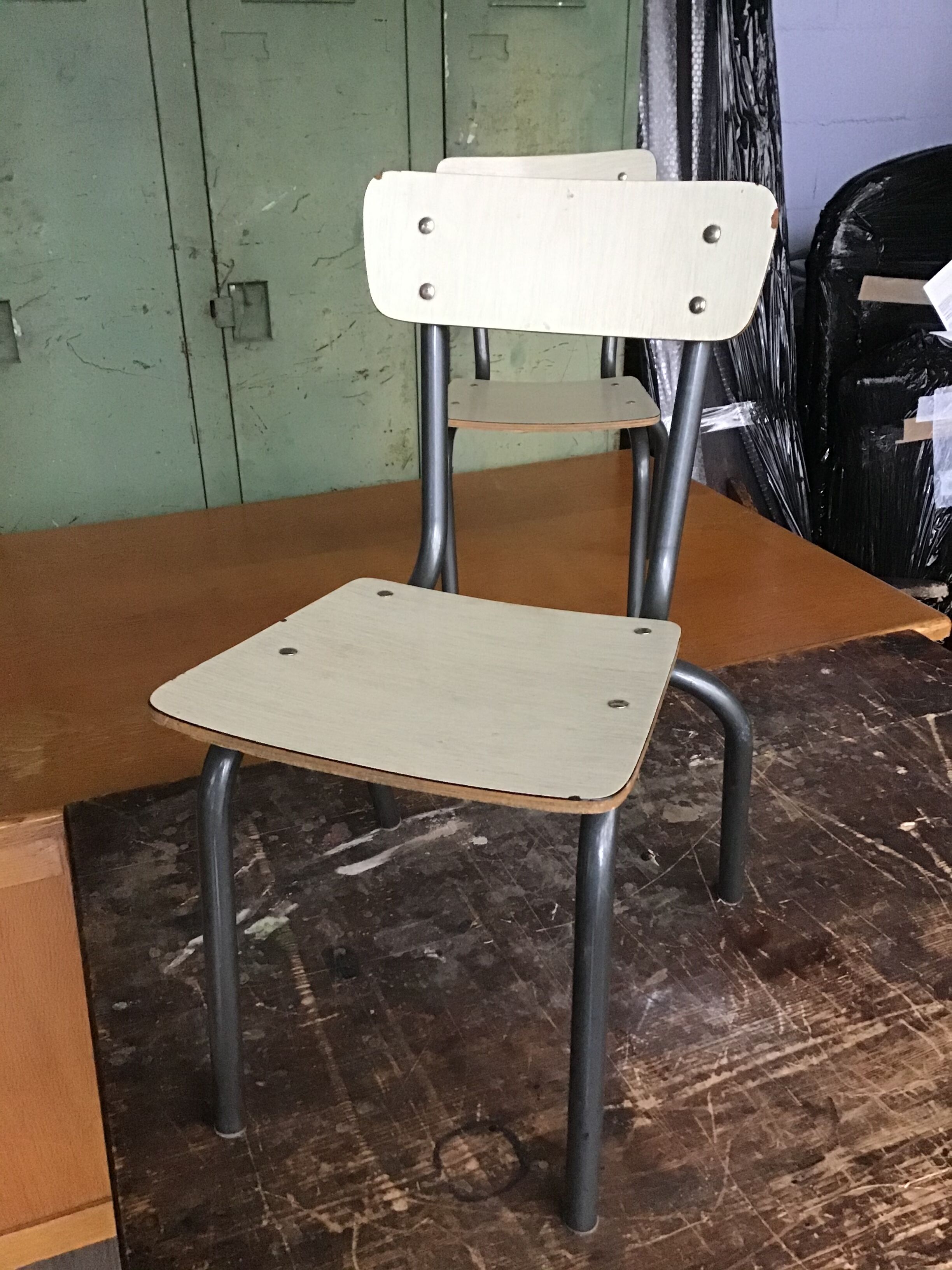 Pair of small kindergarten chairs formica vintage 1960S