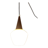 Opal glass and teak suspension
