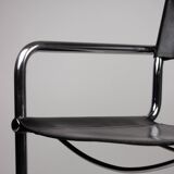 Pair of Matteo Grassi MG5 chairs in black leather and chrome
