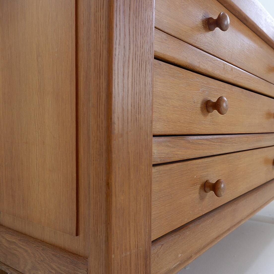 Solid wood chest of drawers in Pierre Chapo style - 1960s