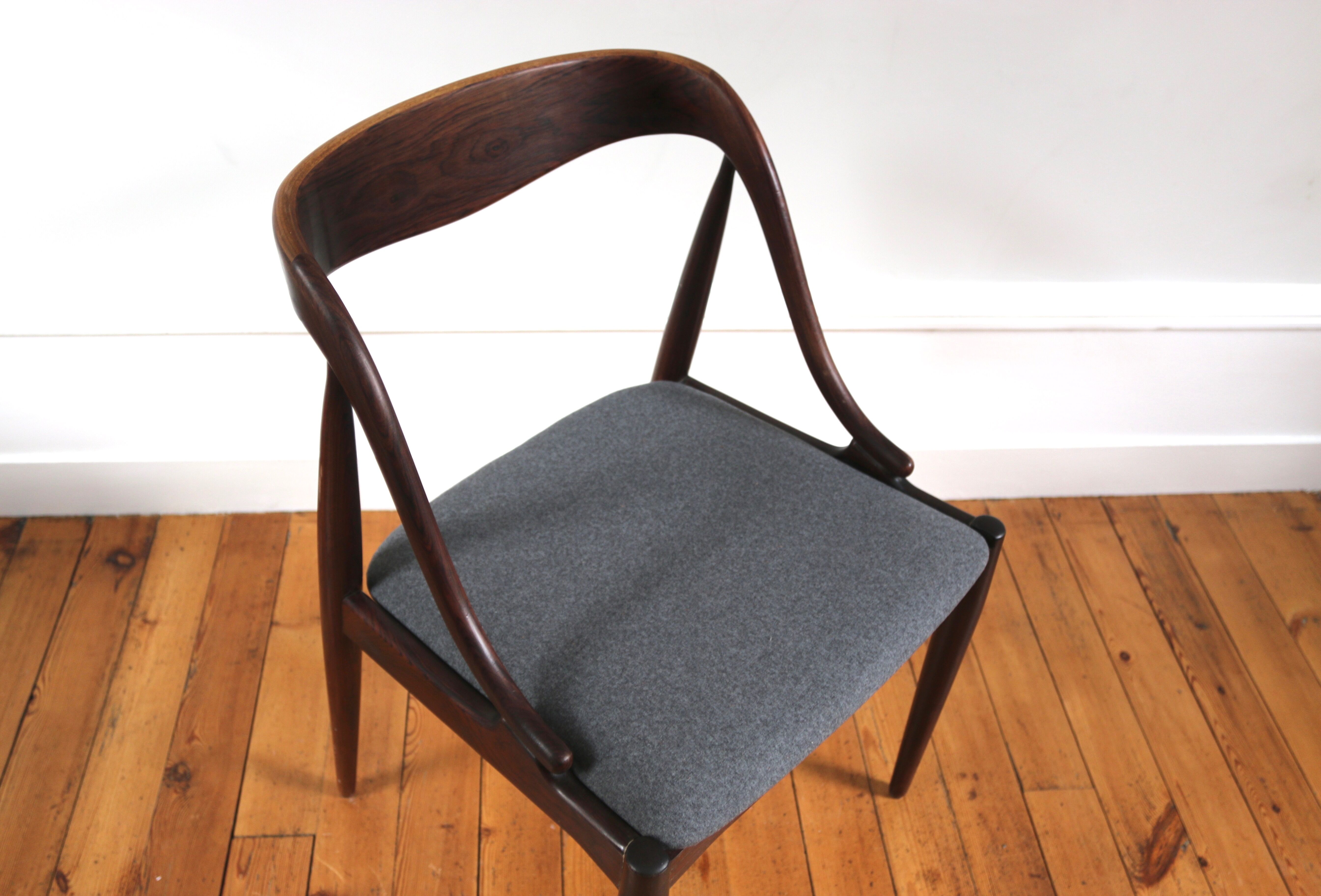 Series of 4 scandinavian chairs in rio Johannes Andersen rosewood 1960