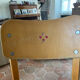 Set of 4 light wood chairs from the 1960s.