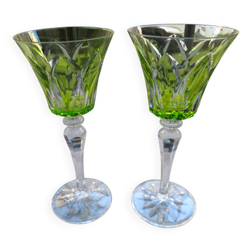 2 wine glasses 16cl crystal saint Louis unsigned Camargue Vert Chartreuse