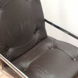 Fauteuil en cuir et chrome design italien année 70
