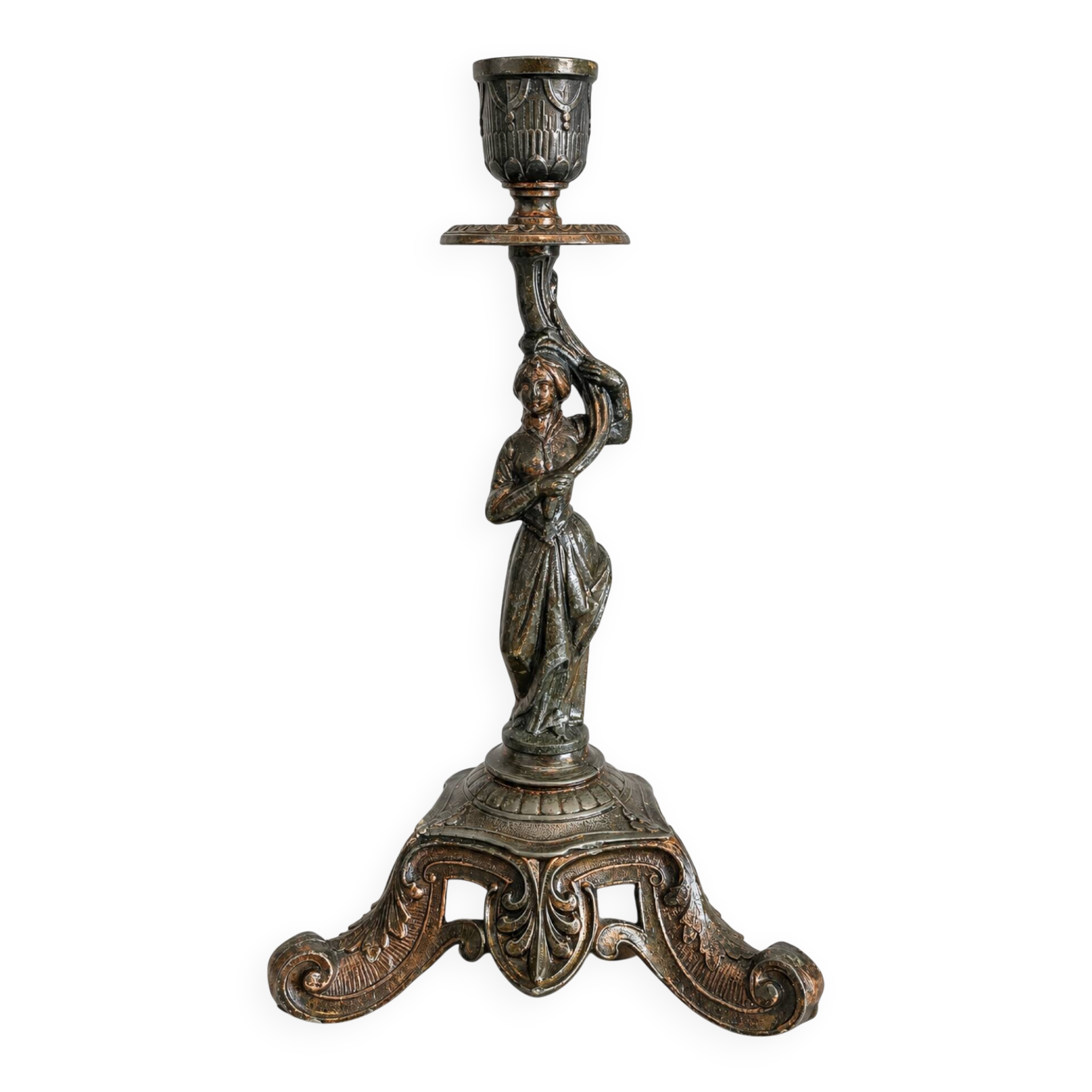 Ancien bougeoir XIXeme à figure féminine