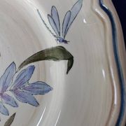 Fluted plate Longchamp, decorated with dragonflies and flowers.