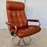 Vintage retro Ekornes Stressless reclining lounge chair & stool 1960s