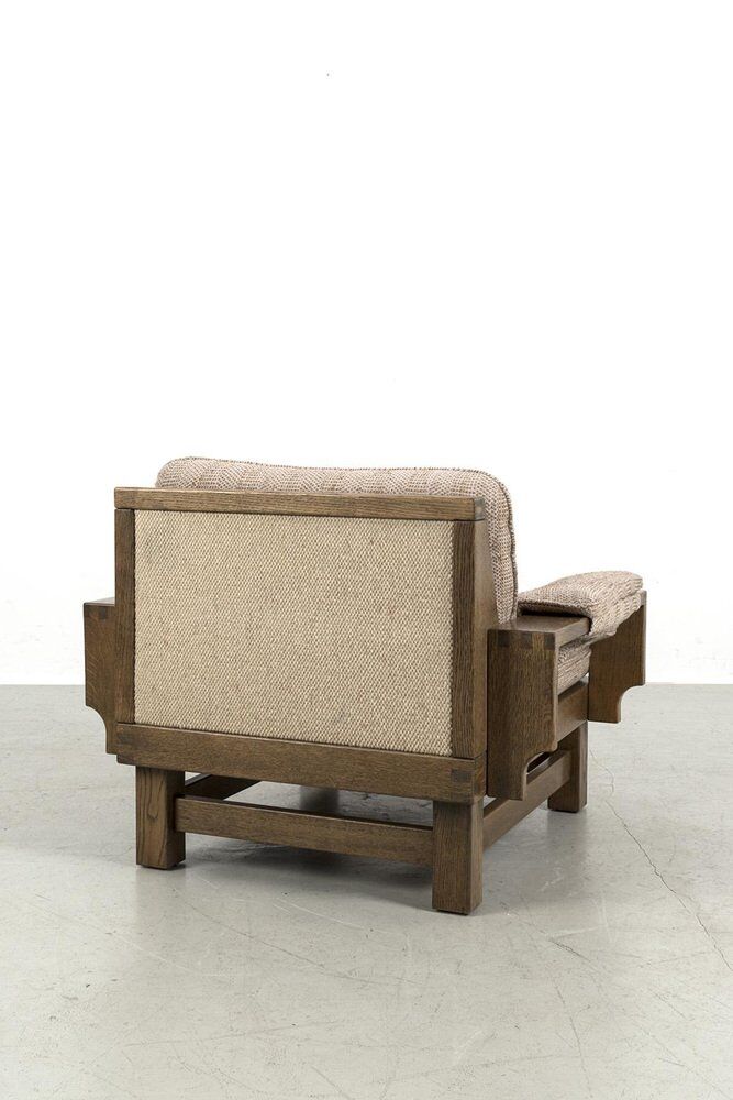 Vintage Brutalist Oak Armchair