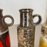 Set of 4 vintage pottery fat lava vases made by Scheurich, Germany, 1970s