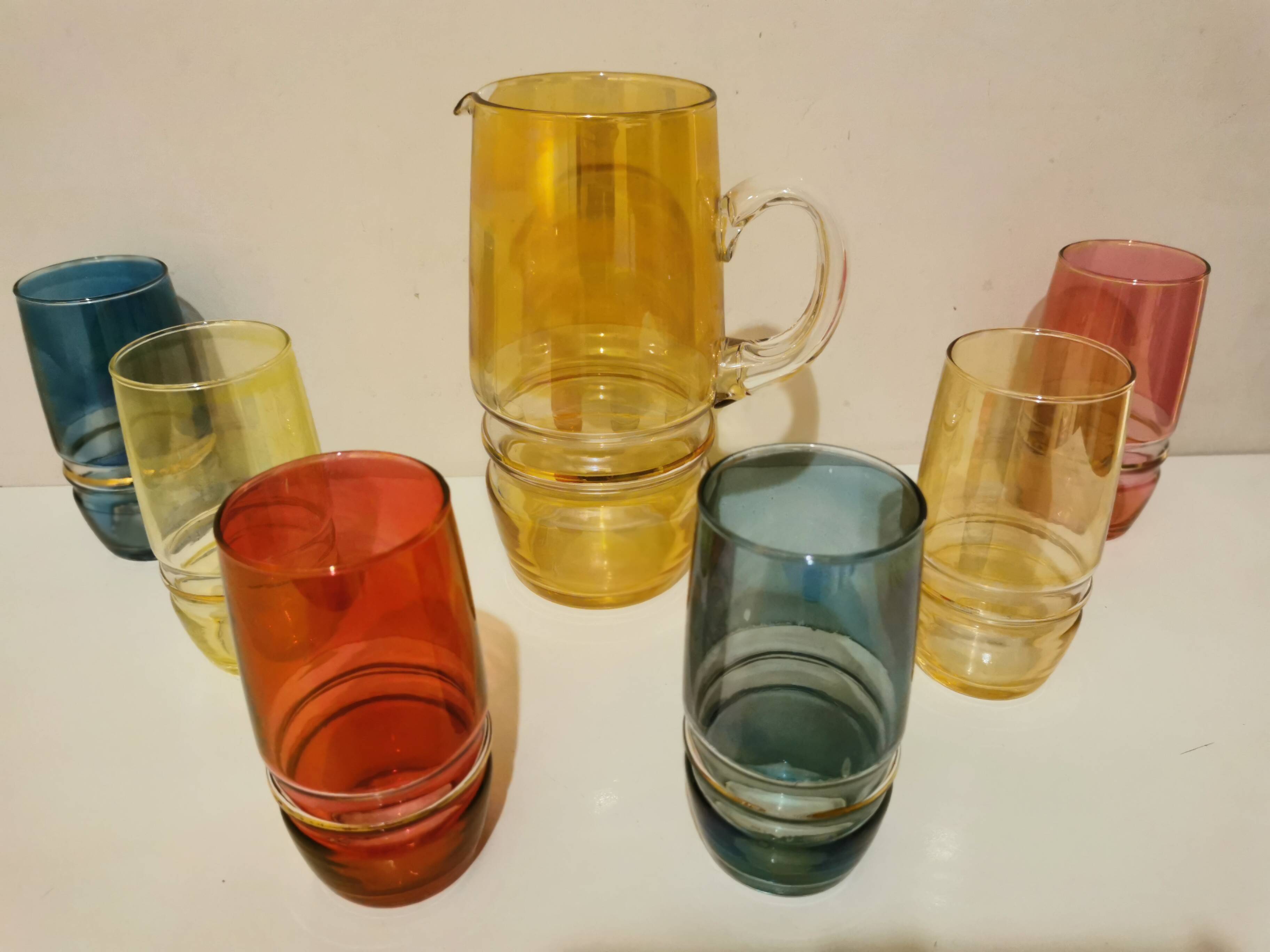 Multicolored orangeade service 60s