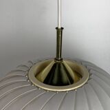 Midcentury extendable brass wall mount with cocoon and sisal shade Lars Schioler, 1960s