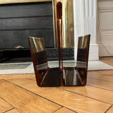 1970s lucite tortoiseshell magazine rack