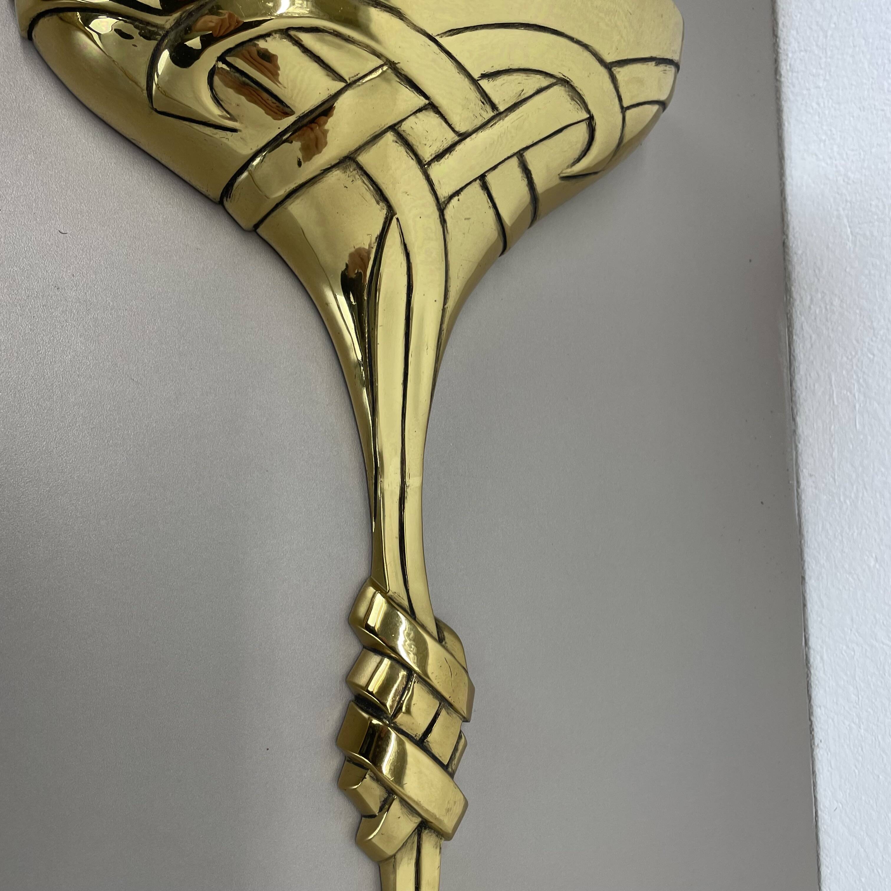 Set of 2 xxl 48cm Floral Brass Wall Light Sconces by C.S. ARTE, Italy 1980s