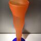 Vase soliflore shaped orange tulip and blue years 70