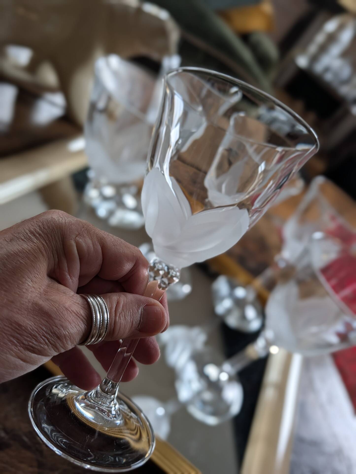 6 crystal stem glasses from Cristal d’Arques Folia – 1970s-1980s