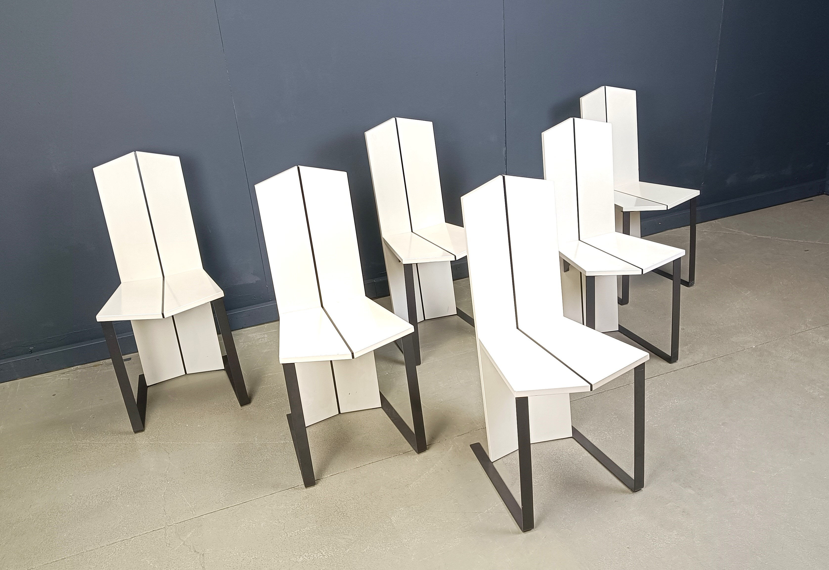 Chaises de salle à manger postmodernes, ensemble de 6 - années 1980