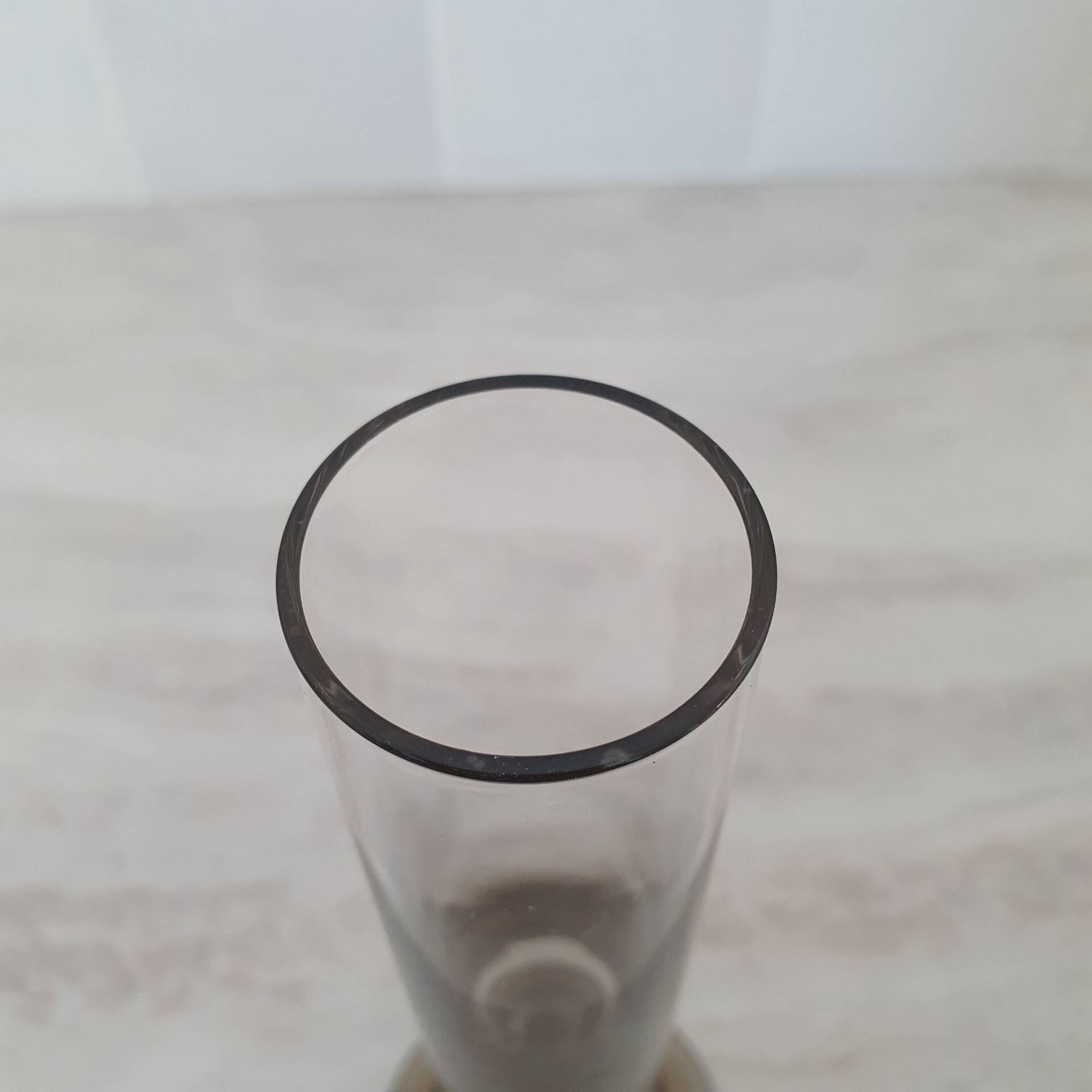 Soliflore en verre et pied marron fumé