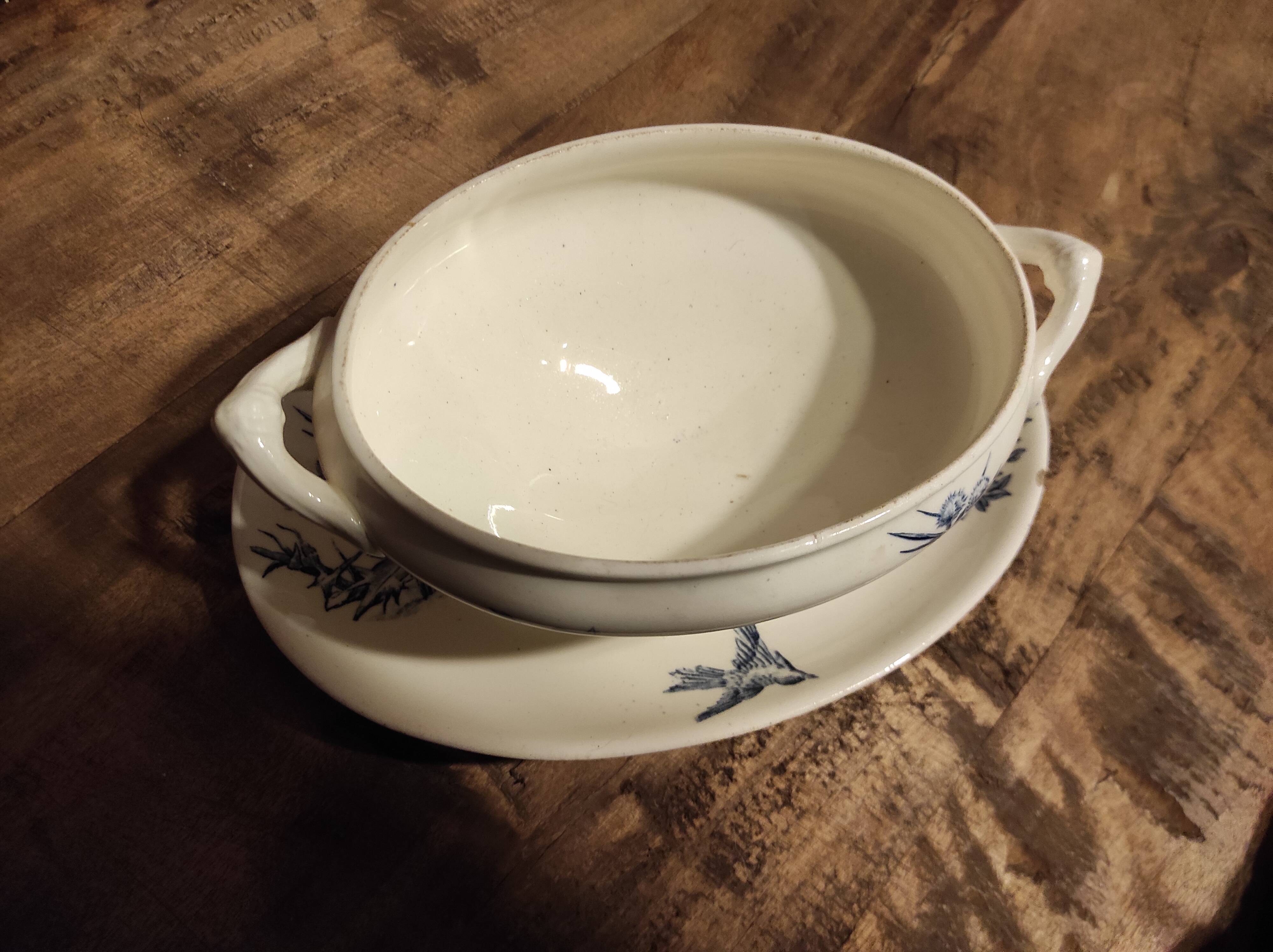 French vintage sauce boat, R. Lafitte, Terre de Fer, Salins
