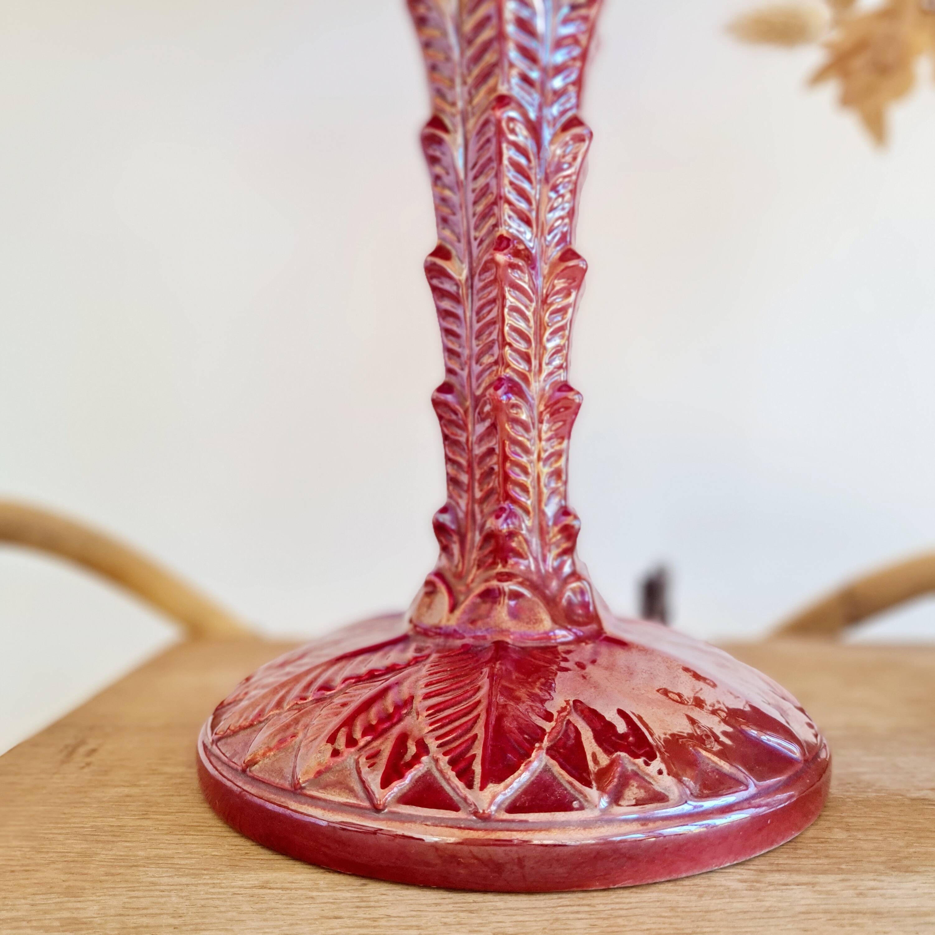 Antique red palm tree lamp, Italian design, 70s