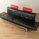de Sede | Reto Frigg DS 140 sofa, 1980s, black leather & chrome, adjustable headrests