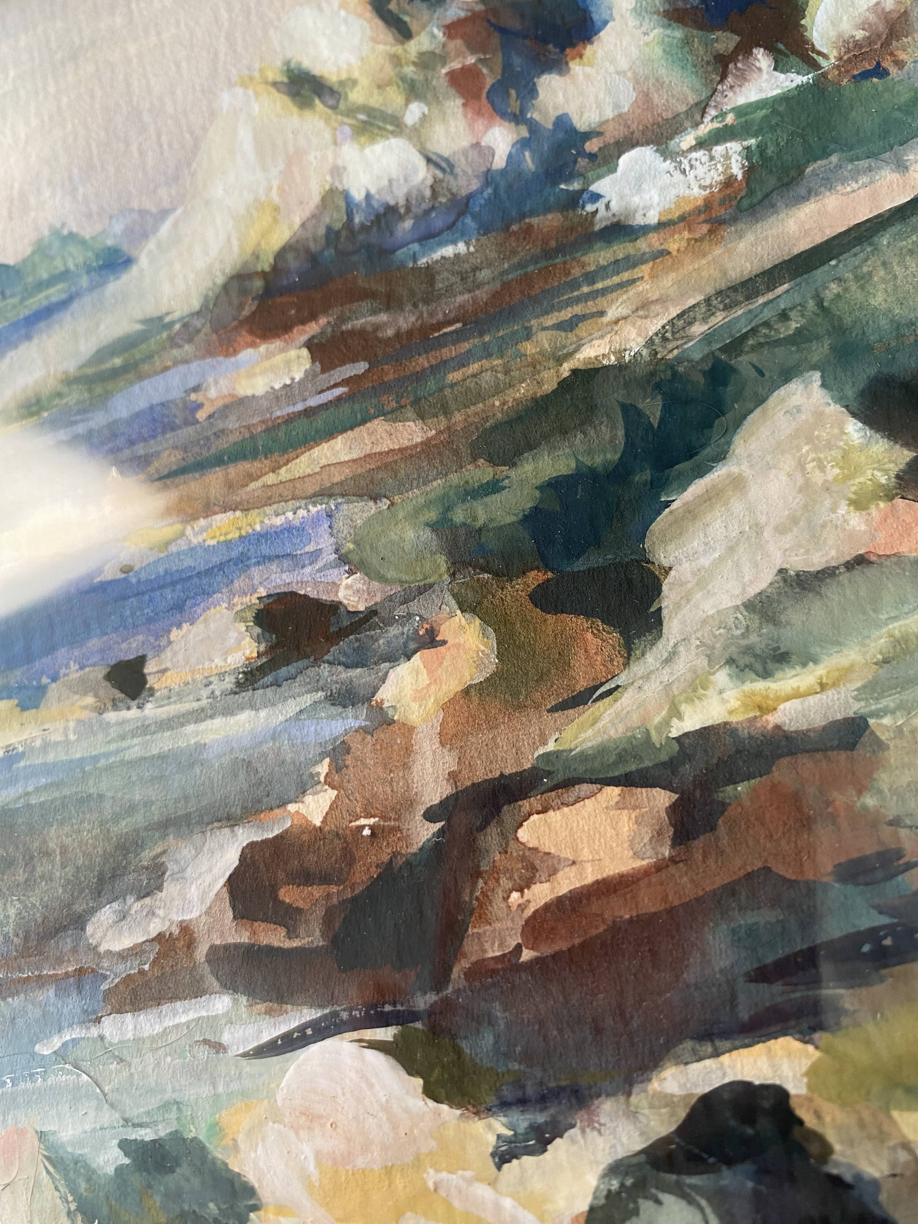 Oil "les Sanguinaires" under glass, 1950s-60s