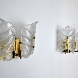Pair of wall lamps Murano Leaves, Italy, 1970