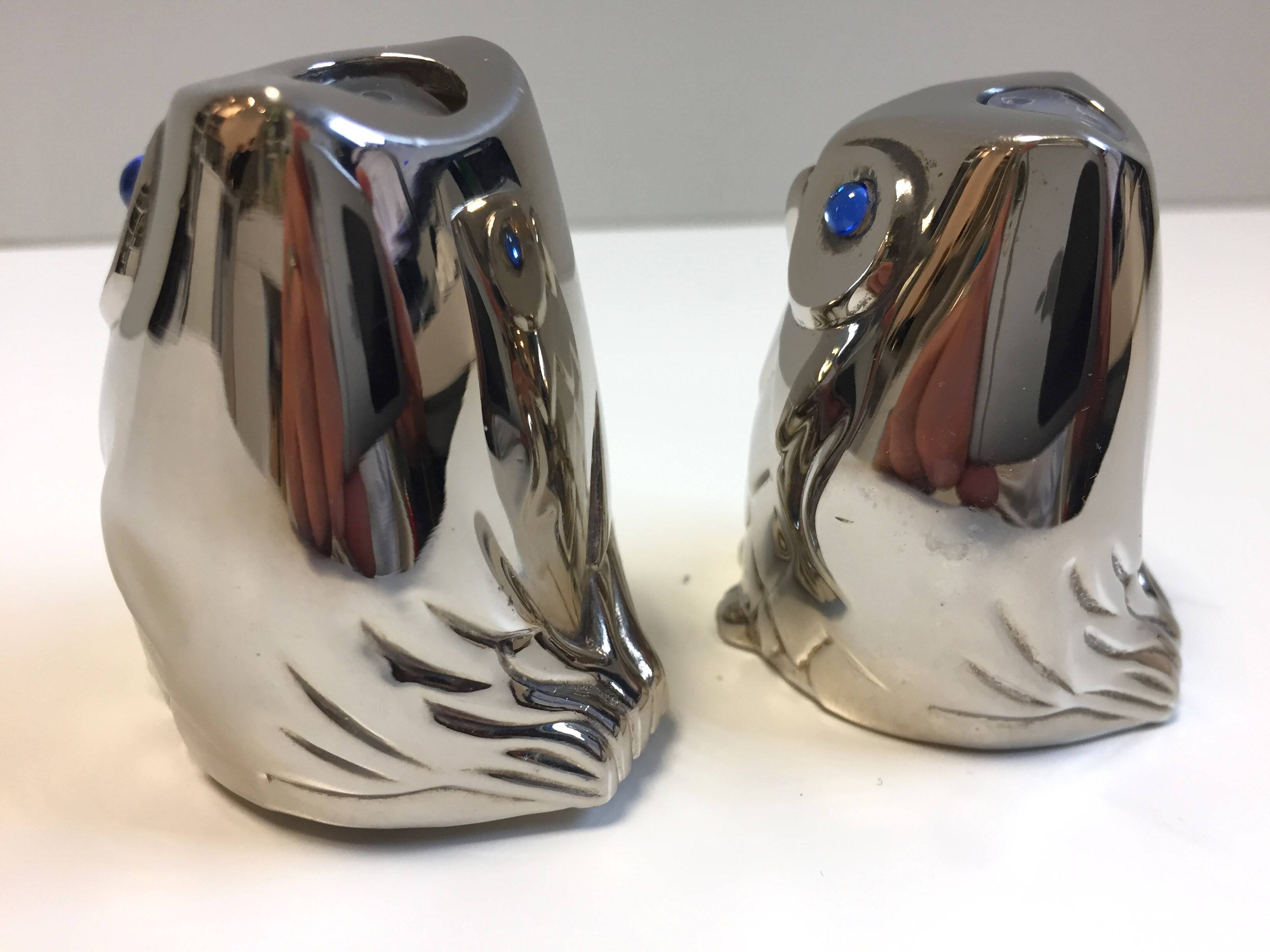 Atypique Salière & Poivrier Chouettes Hiboux Collector Plaqué Argent Design
