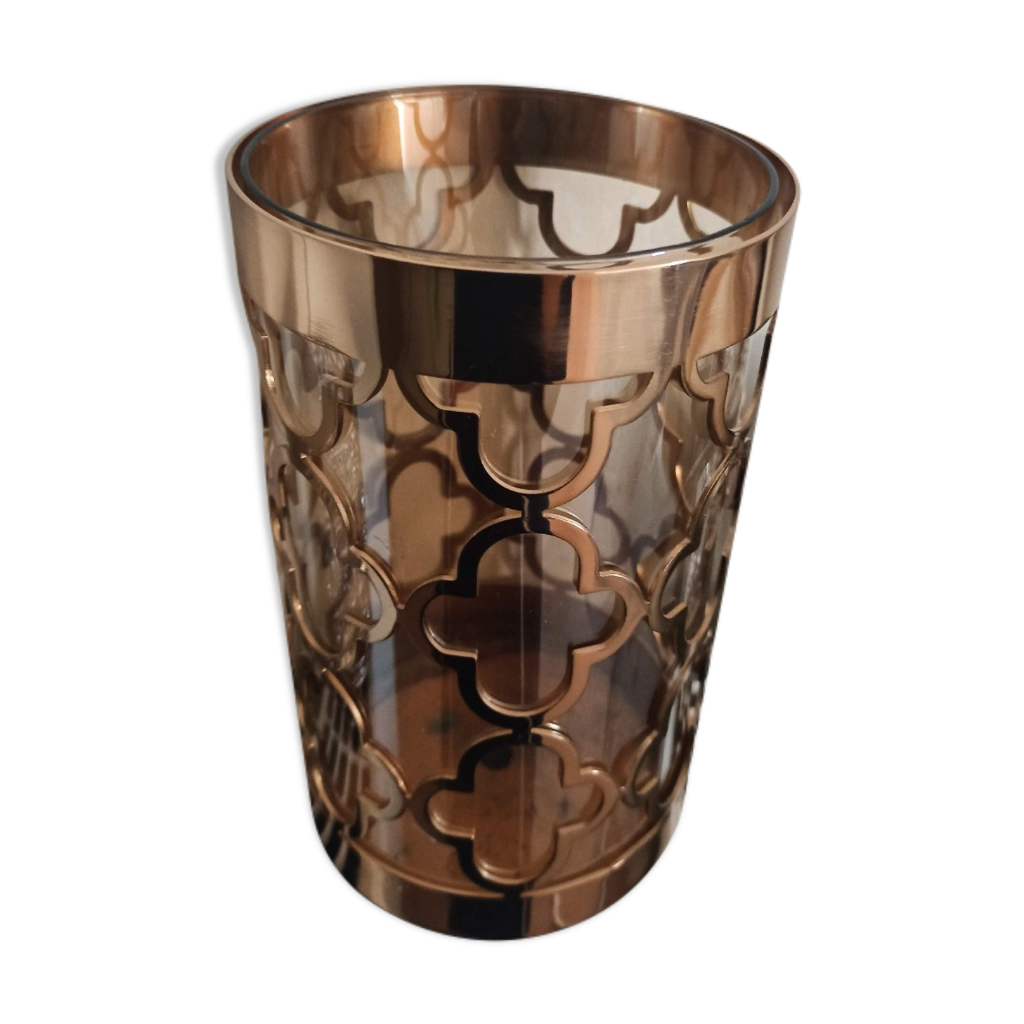 Quatrefoil gold metal vase