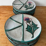 Set of 12 fondue plates "Chardon" Vallauris