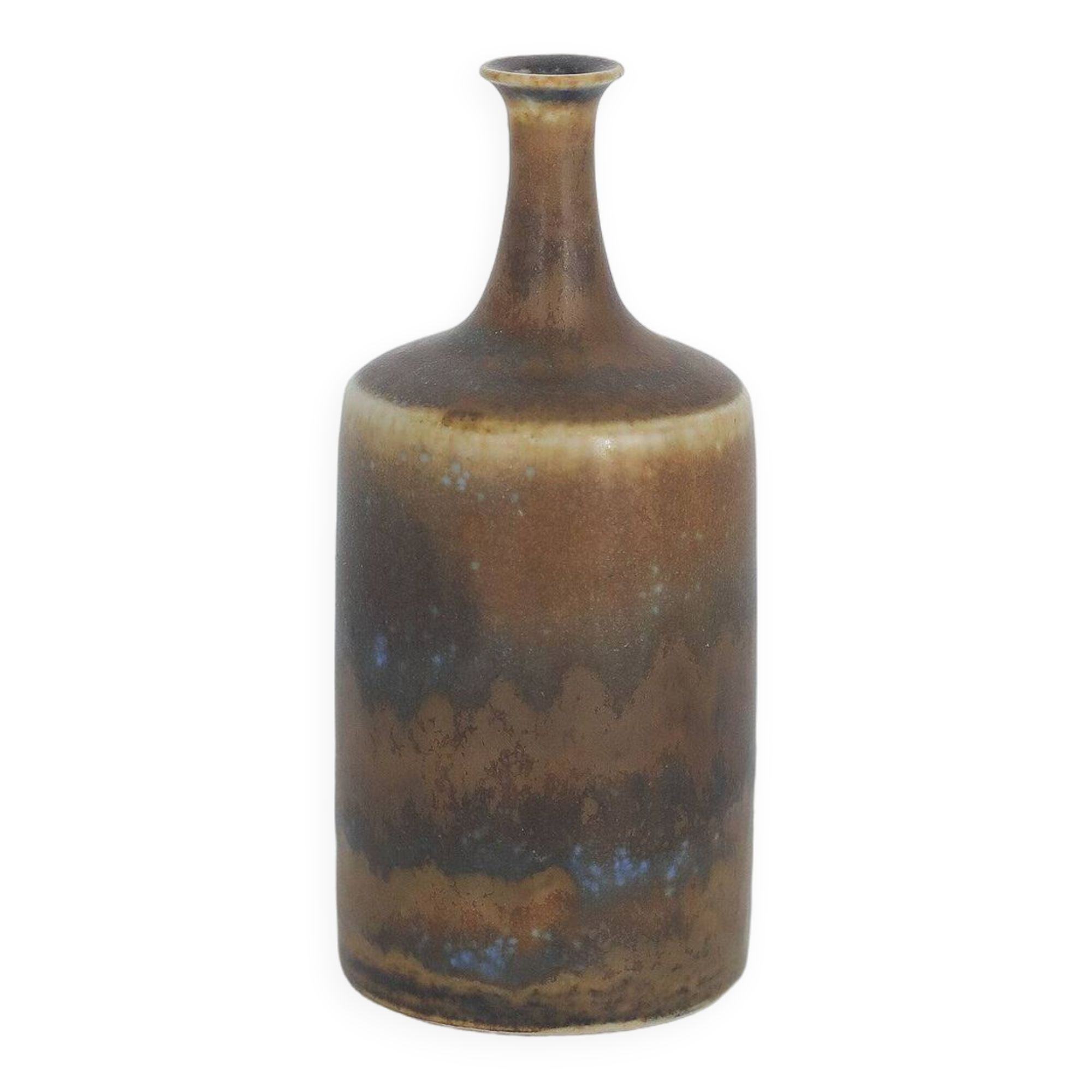 Small Mid-Century Scandinavian Modern Collectible Vase in Earthy Brown Stoneware by G. Borg, Set of 3