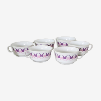 Set of 6 cups in Alfoldi porcelain, vintage Hungarian