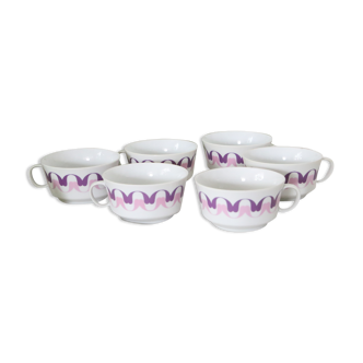 Ensemble de 6 tasses en porcelaine Alfoldi, vintage hongroises