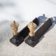 Cast iron and brass chenets