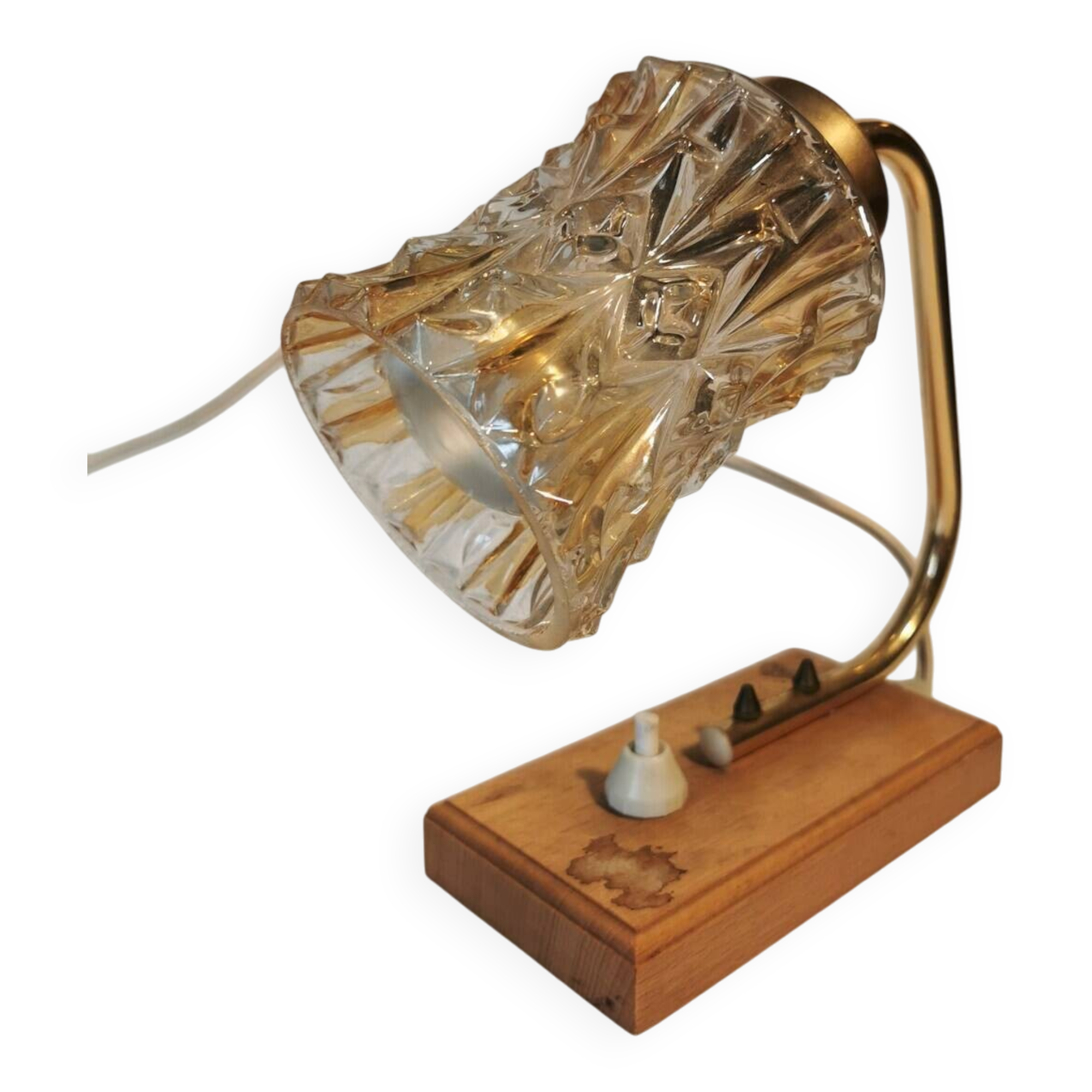 Lampe de chevet vintage : Lampe en verre style milieu du XXe siècle, Yougoslavie, années 1970