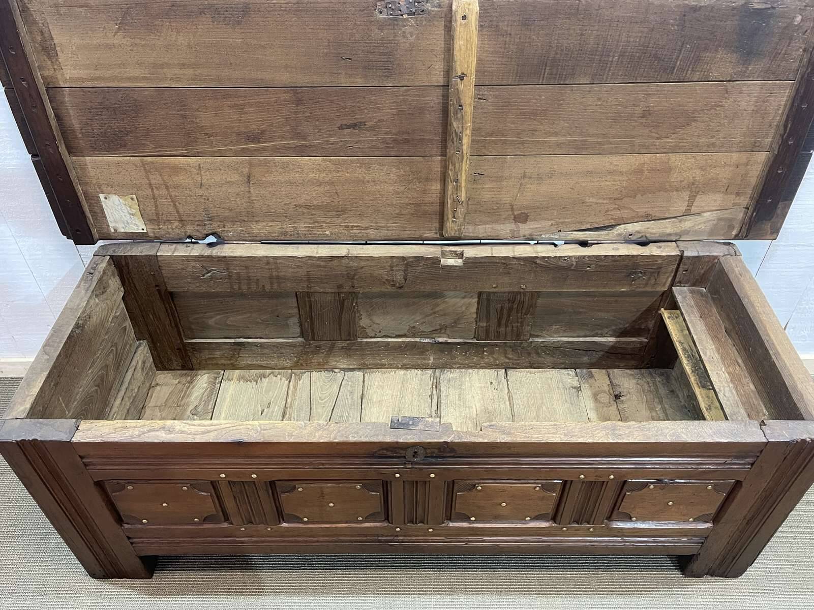19th century Breton oak storage bench