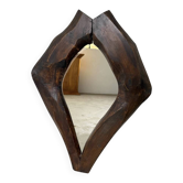 Miroir brutaliste en bois, 1900