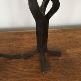 Pair of large brutalist wrought iron candle holders