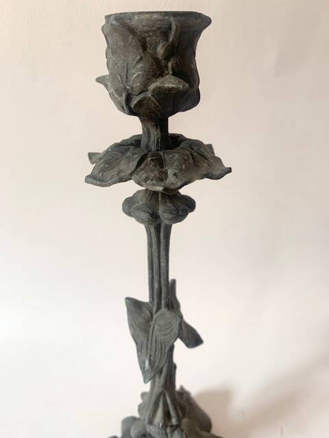 Bougeoir Floral Art Nouveau en Bronze Détaillé - Art
