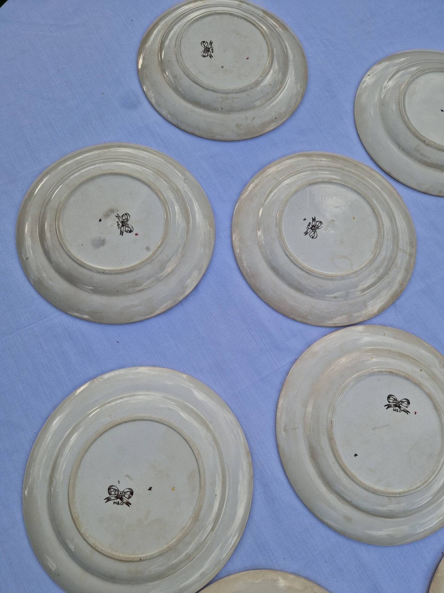 Set of 12 Terre De Fer Plates Manufacture Moore & Co Model Como