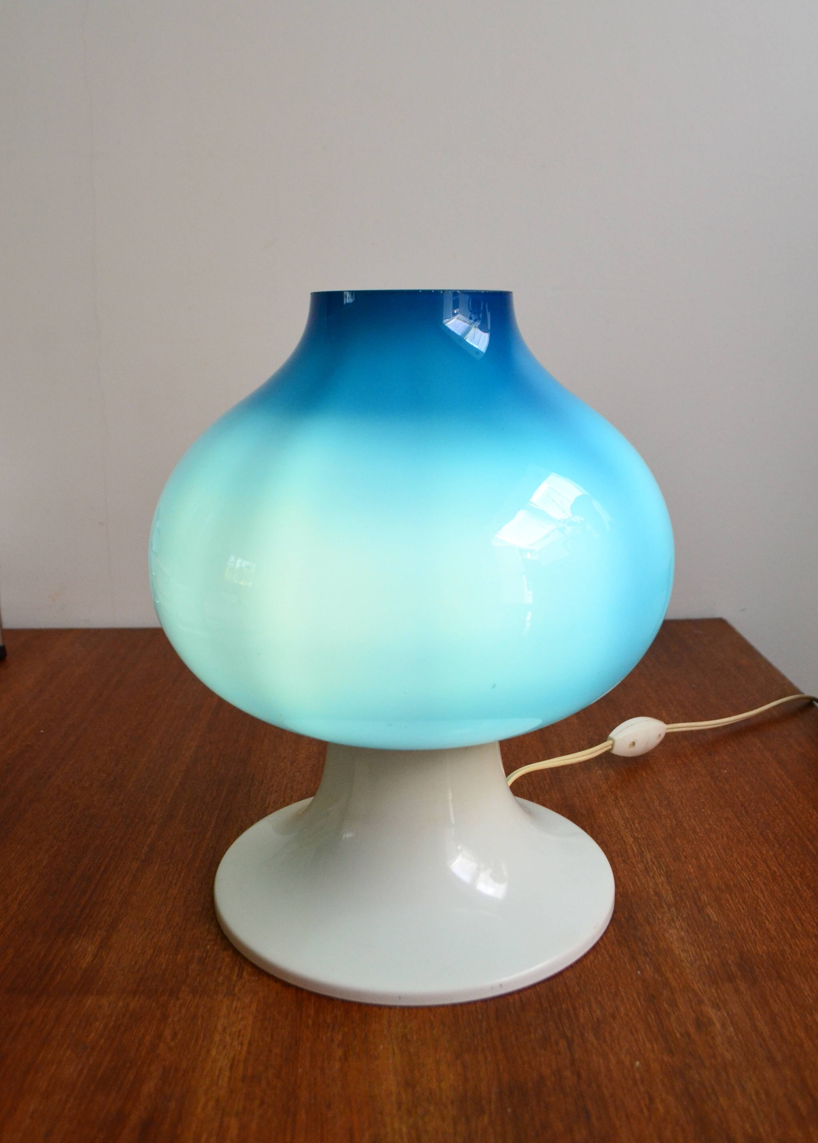 Scandinavian lamp Hans-Agne Jakobsson blue glass 60s