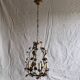 Rare suspension / antique chandelier with 5 lights - Flowers & Foliage in gilded metal