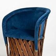 Mexican Equipal Style Chairs in Navy Blue Velvet by Wim Rietveld, Set of 2