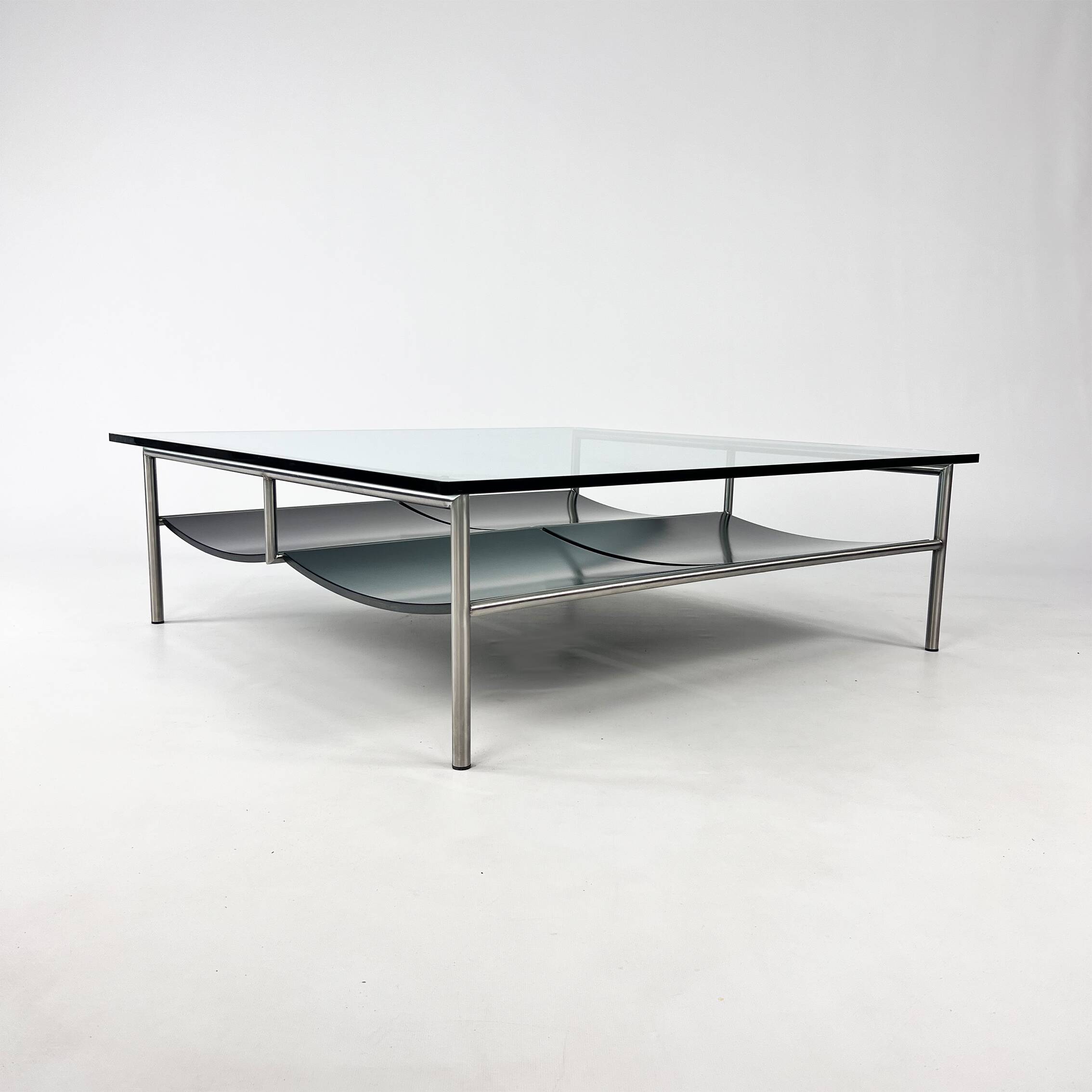 Postmodern Glass and Steel Coffee Table by Metaform, 1990s