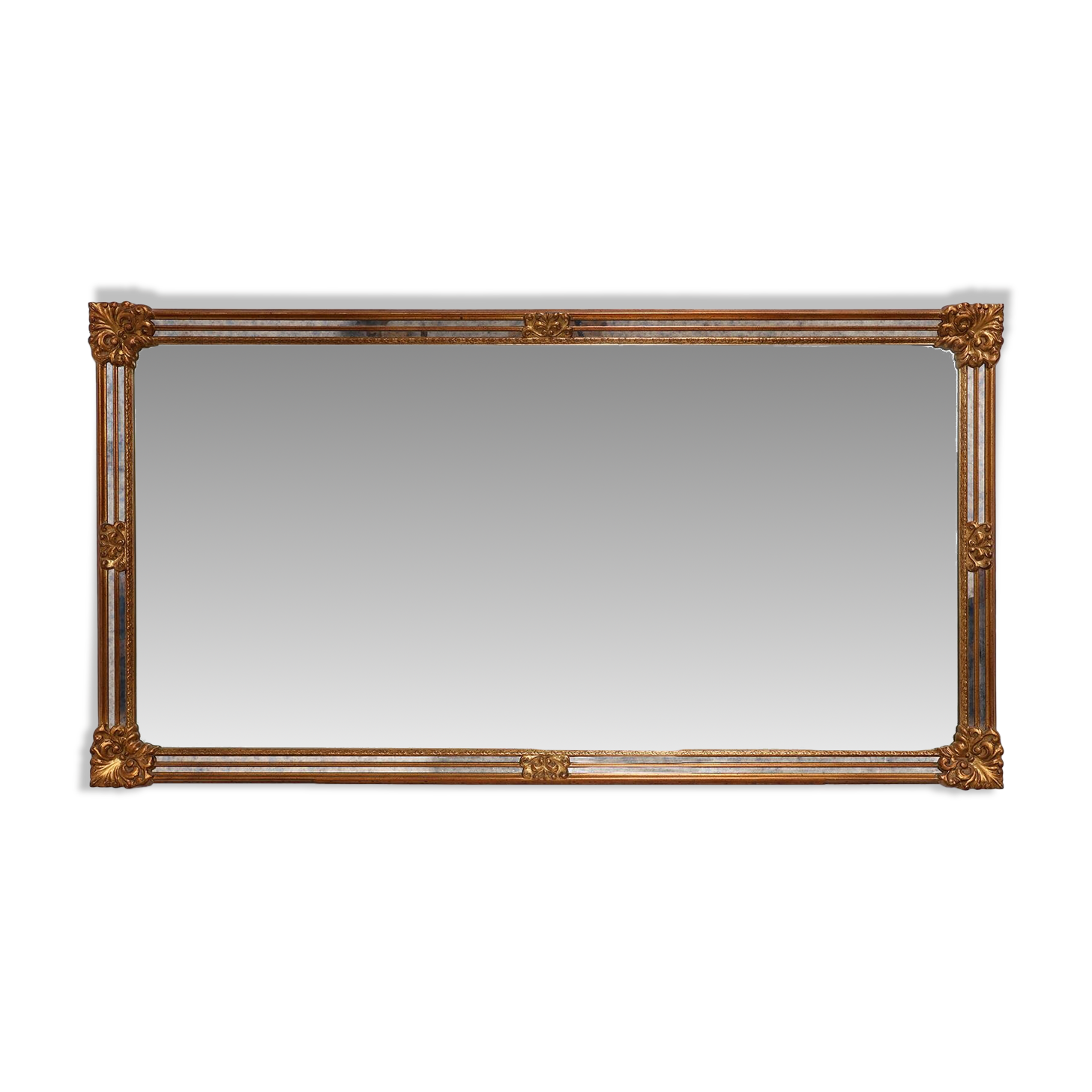 Large 20th century rectangle gilded Deknudt mirror in Baroque style, Belgiu
